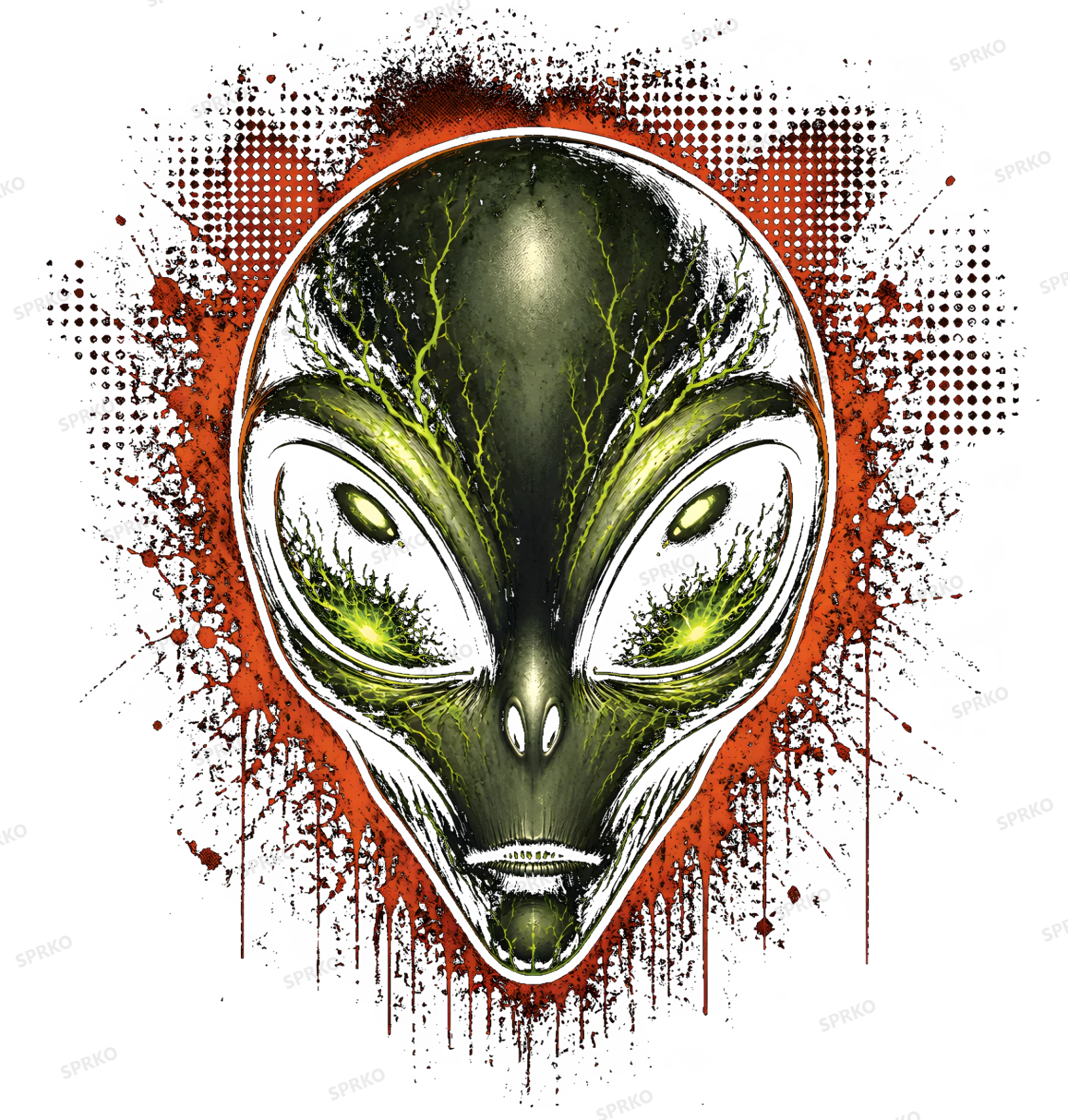 Alien Head with Glowing Eyes Sci-Fi Design design preview wrapped on a mug