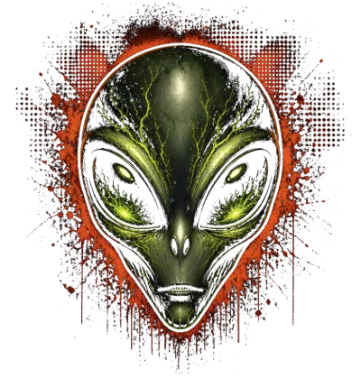 Alien Head with Glowing Eyes Sci-Fi Design