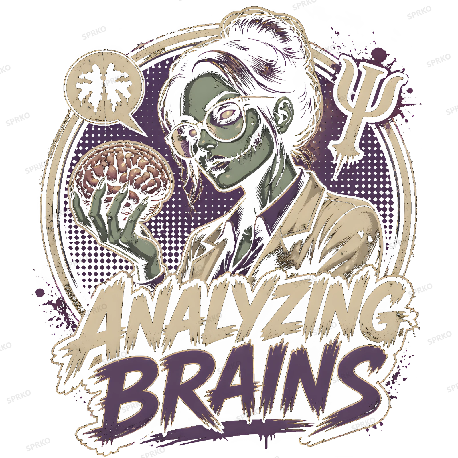 Analyzing Brains Zombie Scientist design preview wrapped on a mug