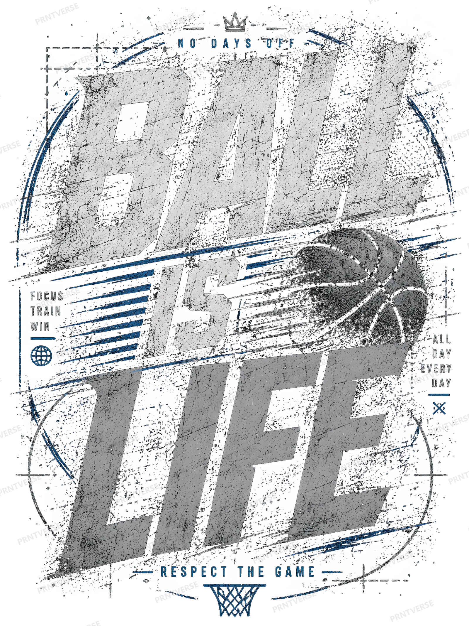 Ball Is Life Distressed Basketball Typography design preview wrapped on a mug