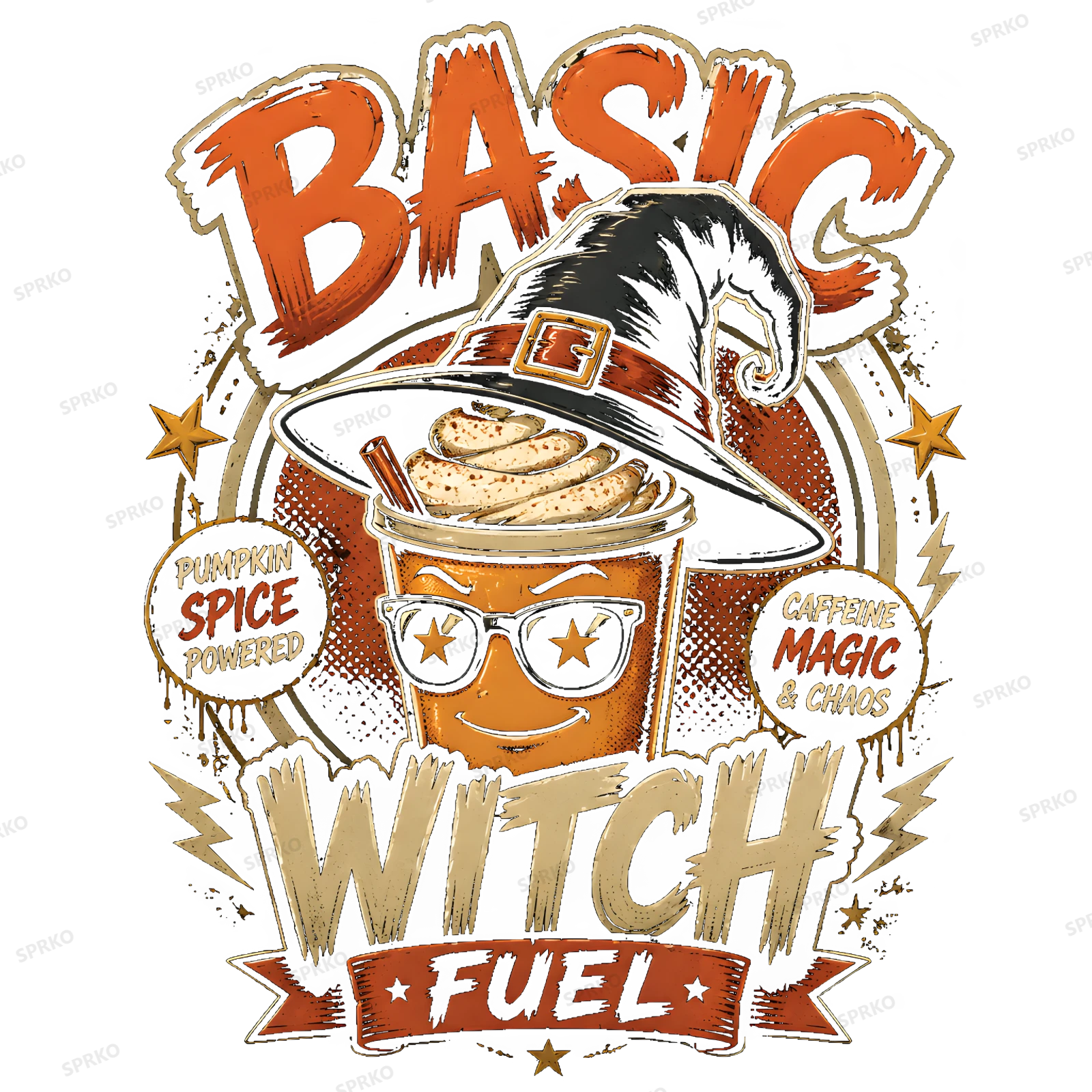 Basic Witch Fuel Pumpkin Spice Powered Design design preview wrapped on a mug
