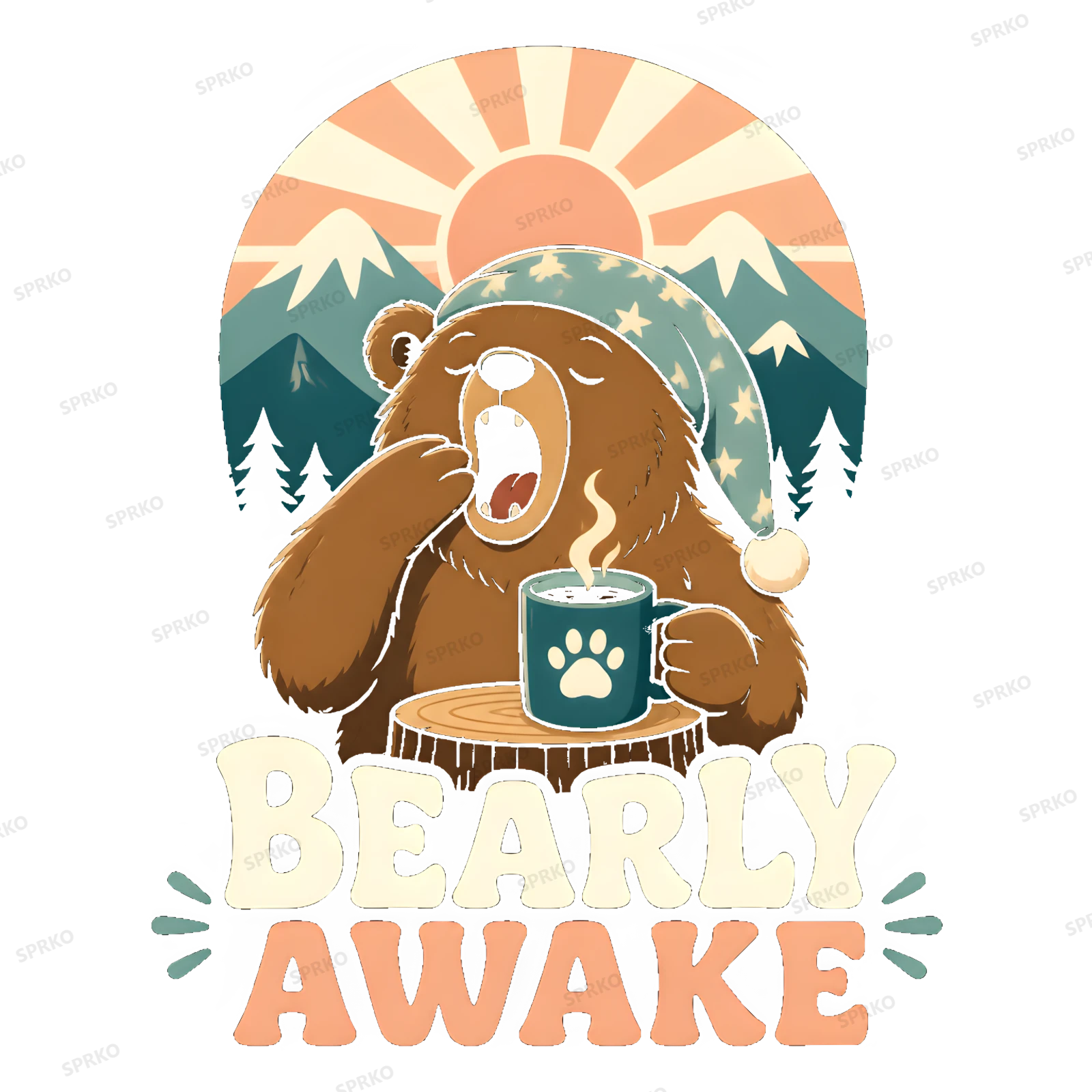 Bearly Awake Humorous Coffee Lover Design design preview wrapped on a mug