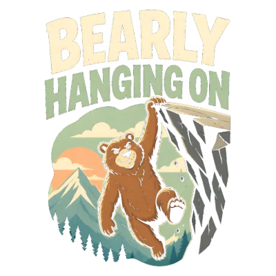 Bearly Hanging On Funny Bear Pun Design