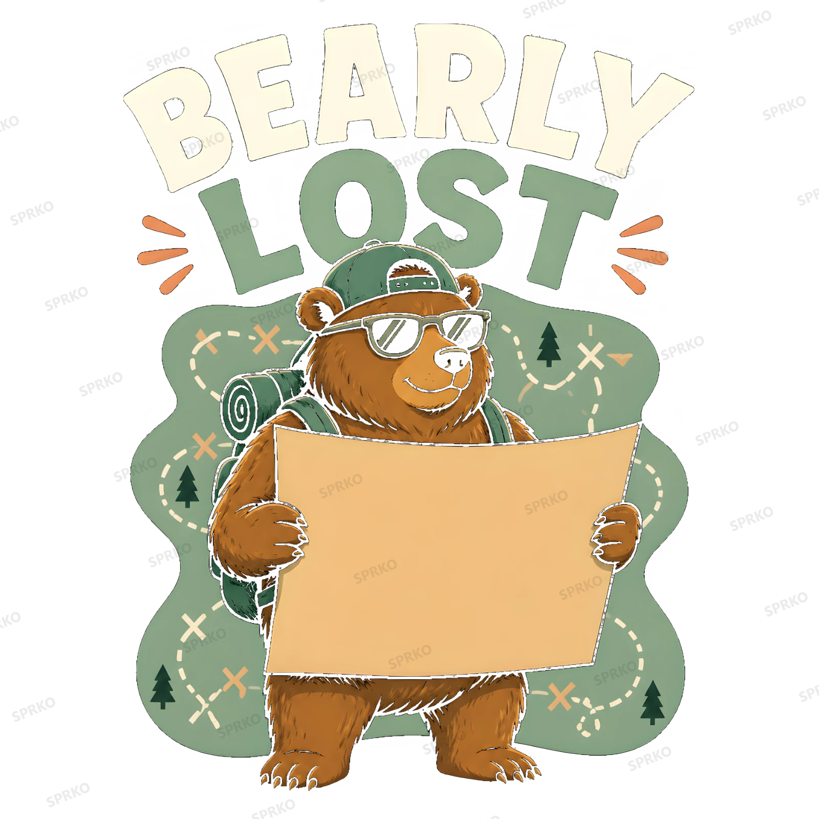 Bearly Lost Funny Hiking Bear Pun design preview wrapped on a mug