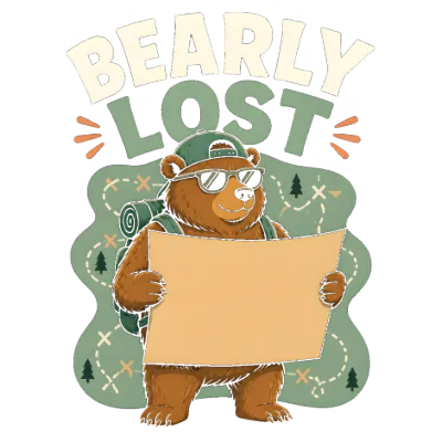 Bearly Lost Funny Hiking Bear Pun