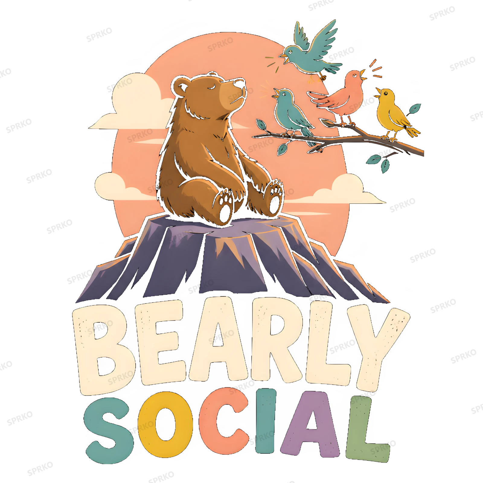 Bearly Social Introvert Pun Cartoon design preview wrapped on a mug