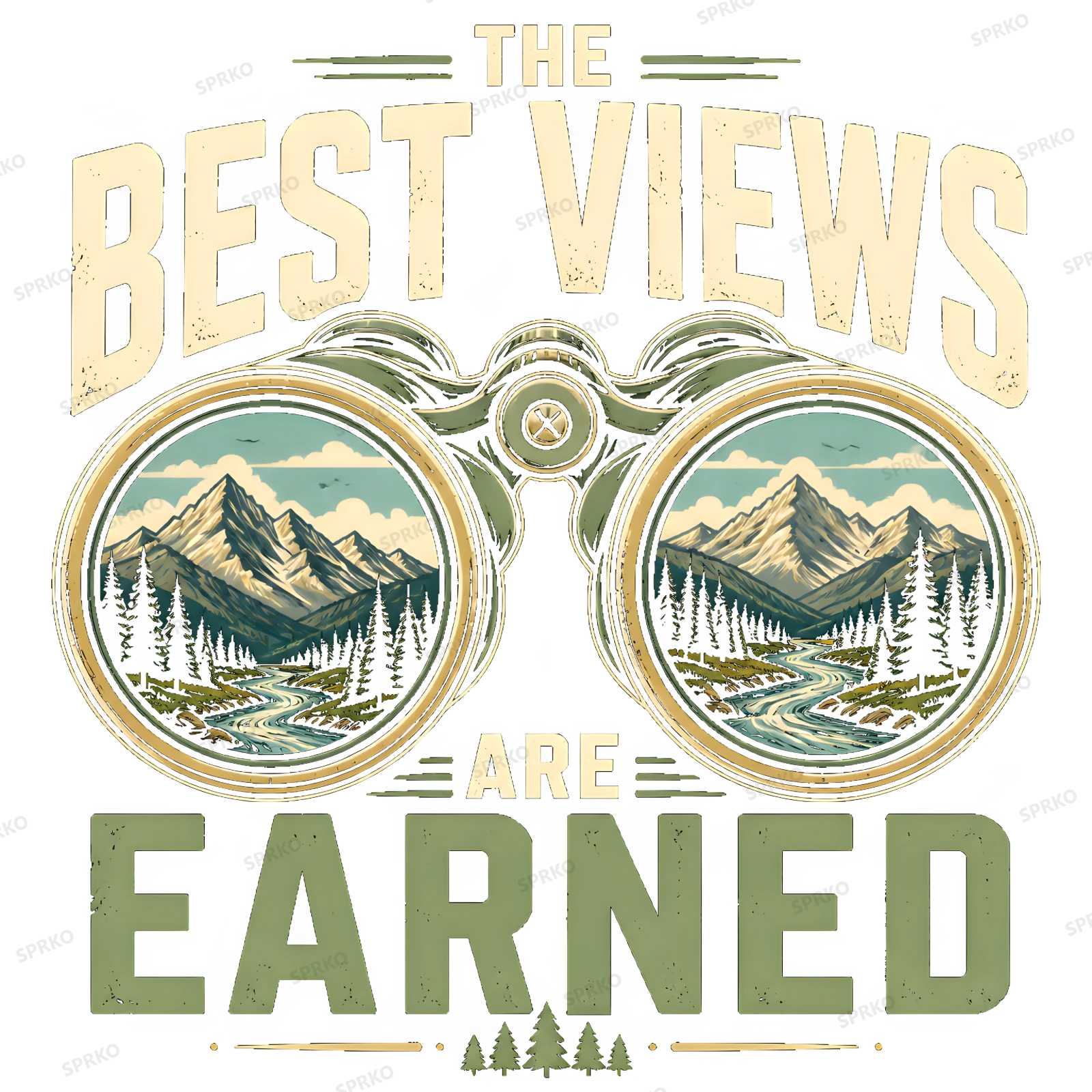 The Best Views Are Earned Binoculars Landscape design preview wrapped on a mug