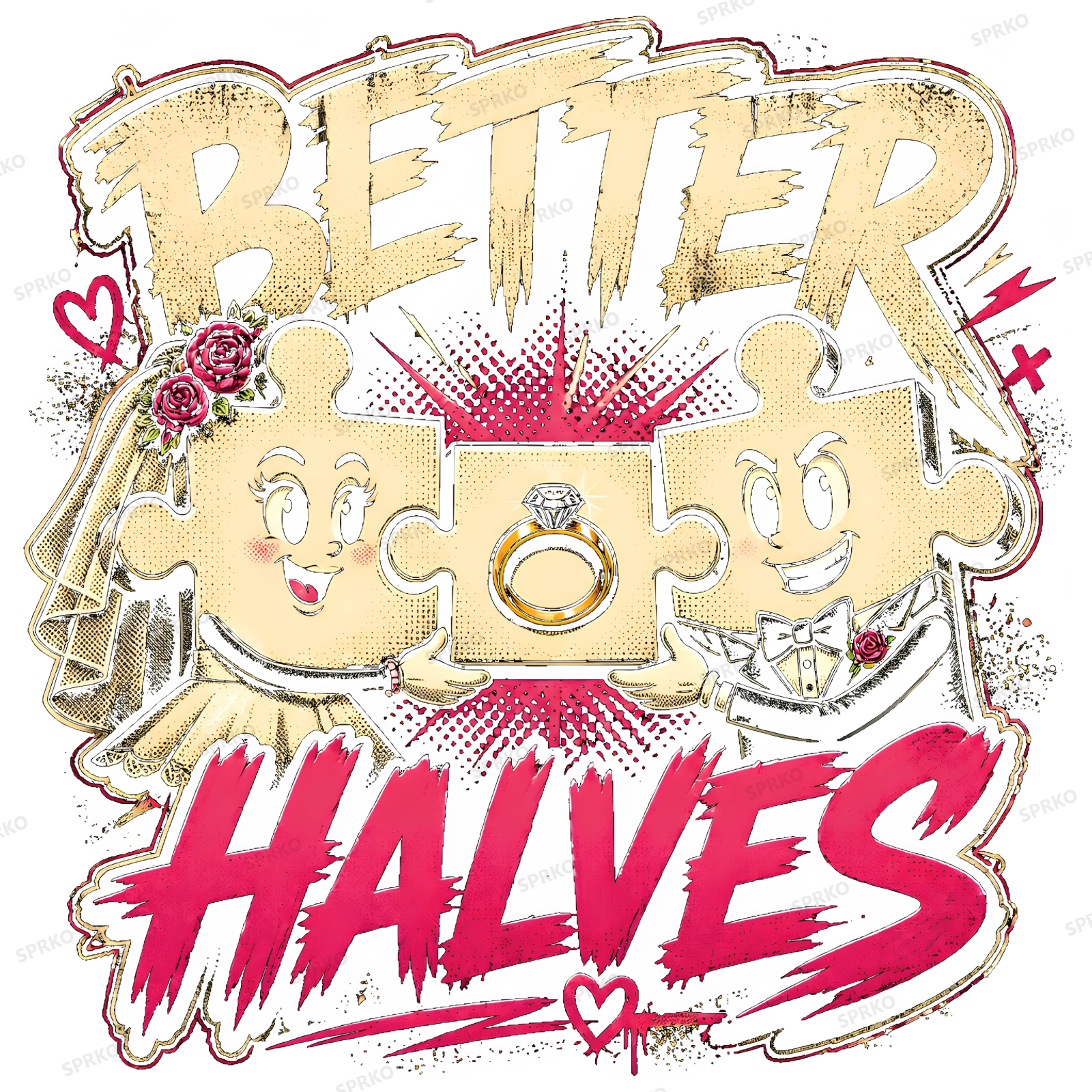 Better Halves Wedding Puzzle Pieces design preview wrapped on a mug