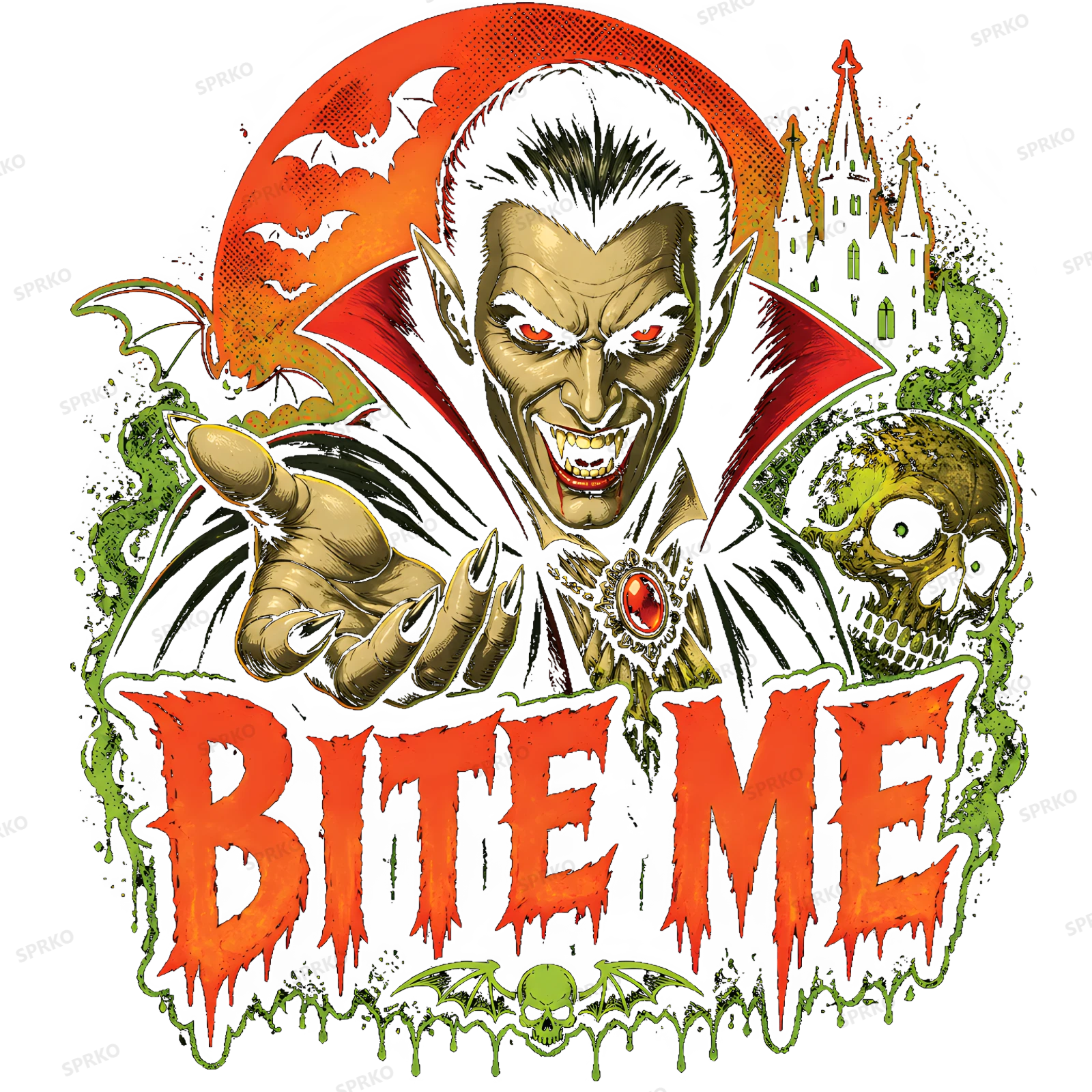 Bite Me Vampire Halloween Design design preview wrapped on a mug
