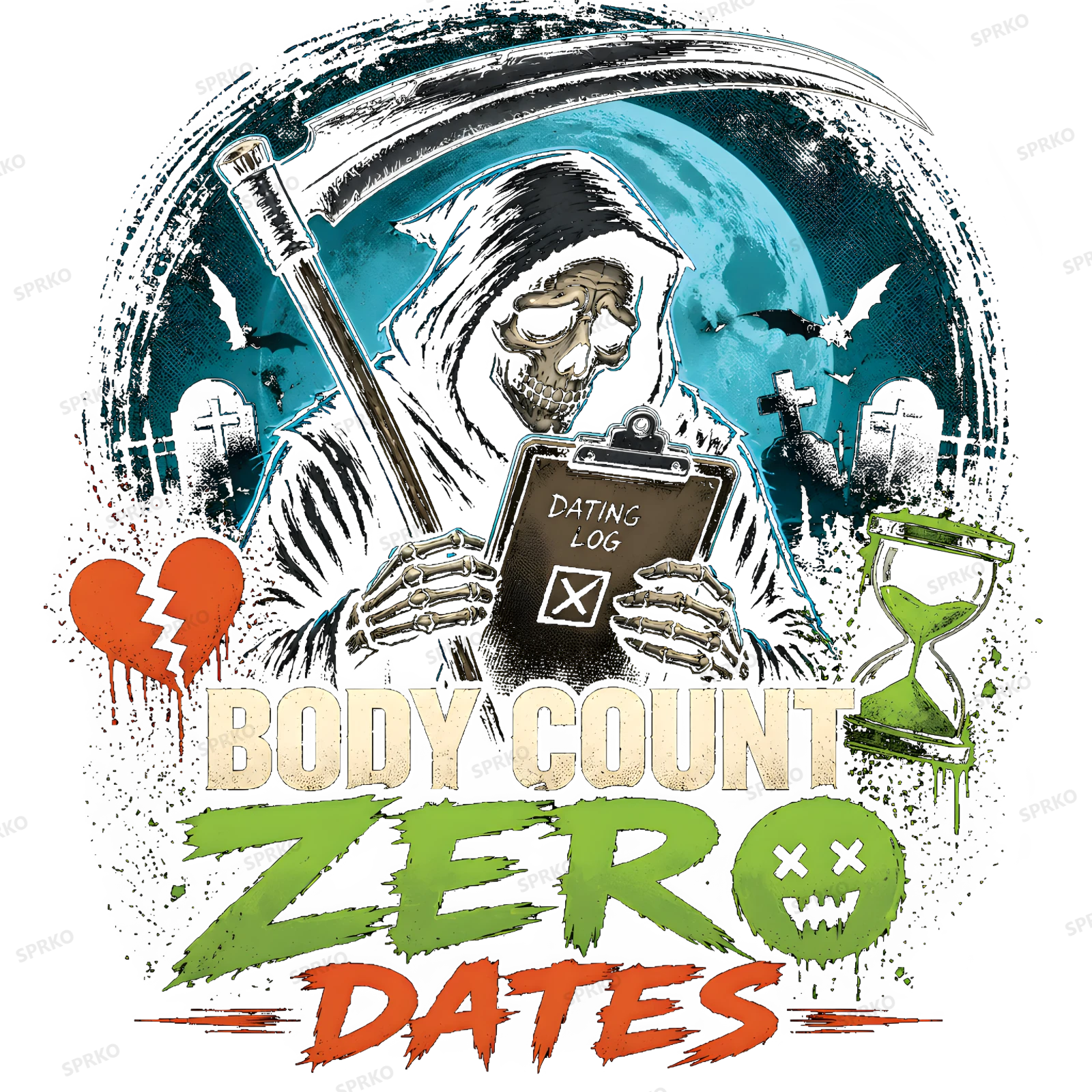 Body Count Zero Dates Humorous Reaper Design design preview wrapped on a mug