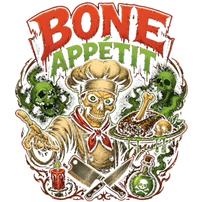 Bone Appetit Scary Chef Skull Halloween Pun