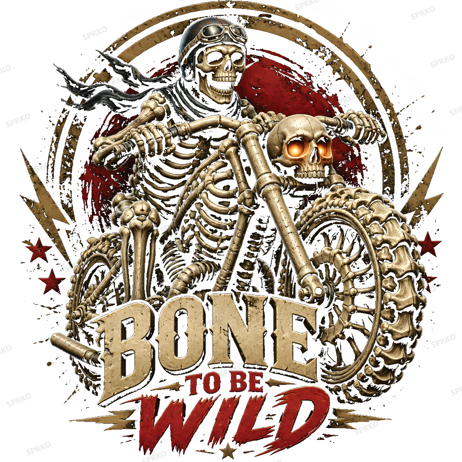 Bone To Be Wild Skeleton Biker design preview wrapped on a mug