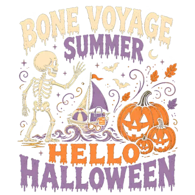 Bone Voyage Summer Hello Halloween Skeleton Sailboat Pun