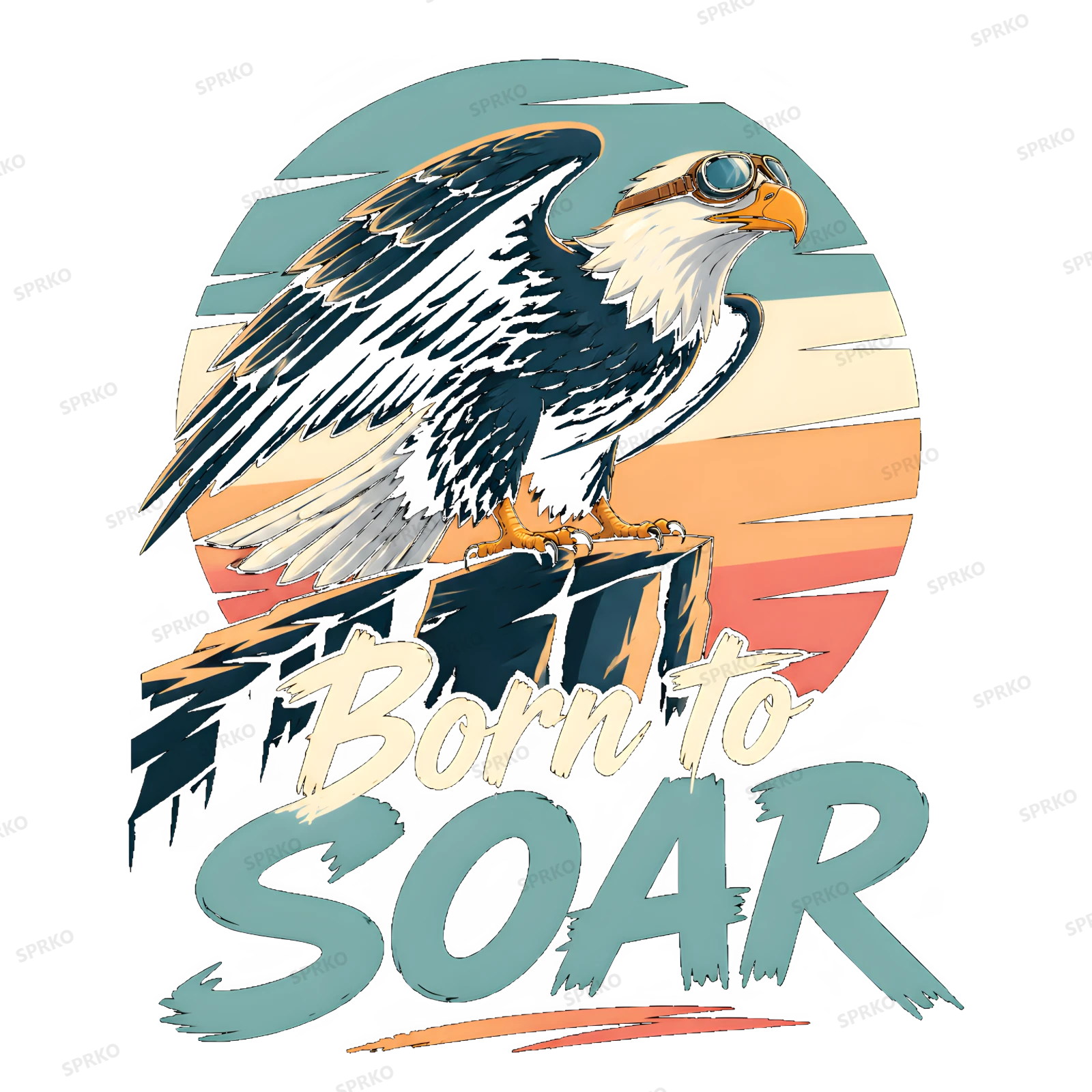 Born to Soar Eagle Retro Sunset design preview wrapped on a mug