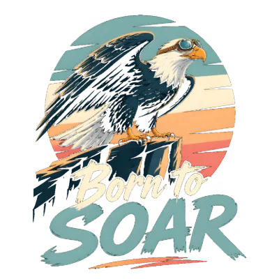 Born to Soar Eagle Retro Sunset
