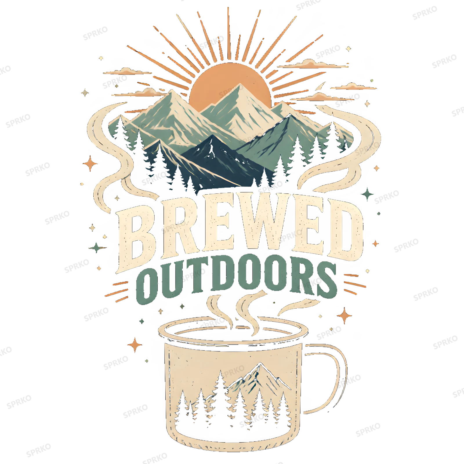 Brewed Outdoors Mountain Coffee Design design preview wrapped on a mug