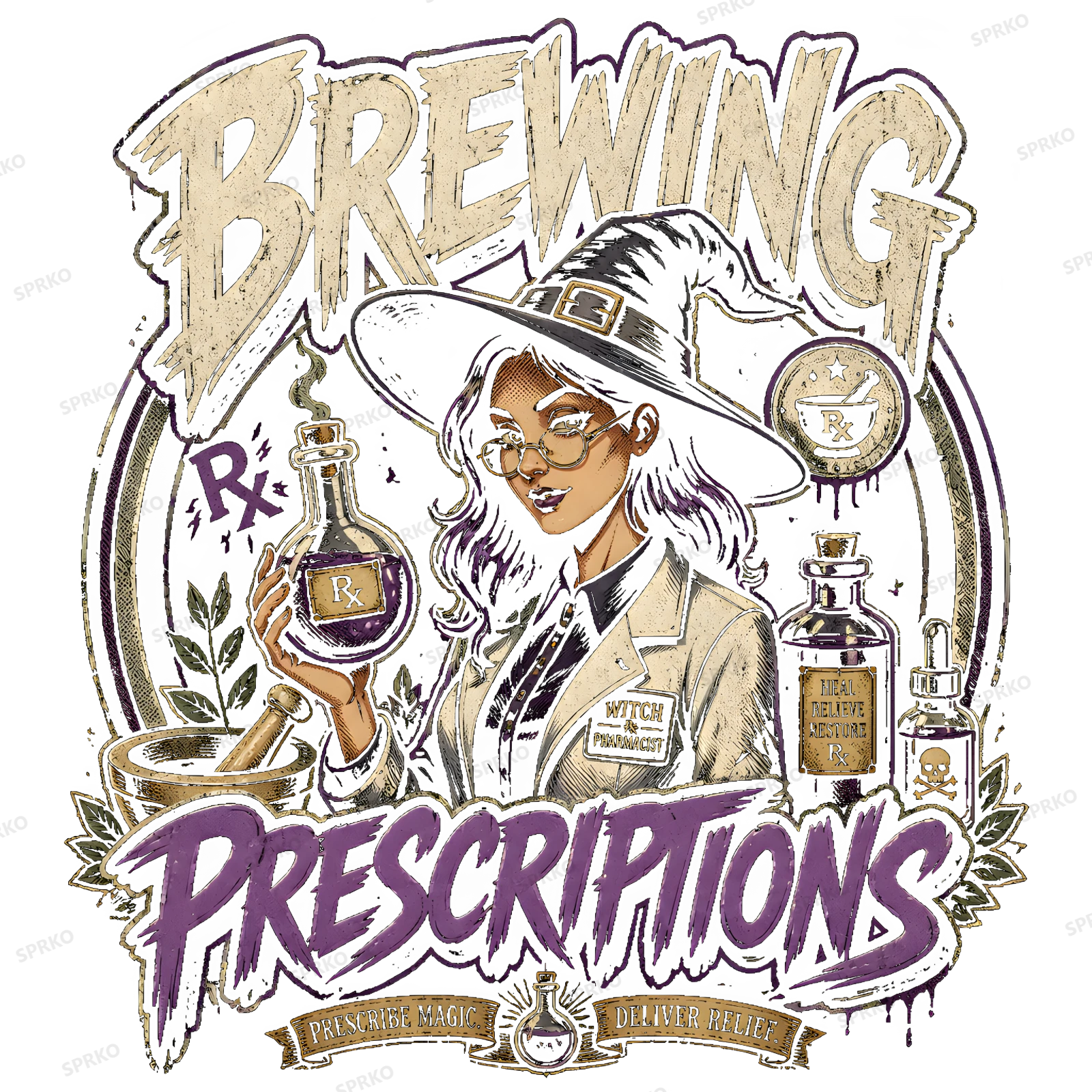 Brewing Prescriptions Witch Pharmacist Design design preview wrapped on a mug