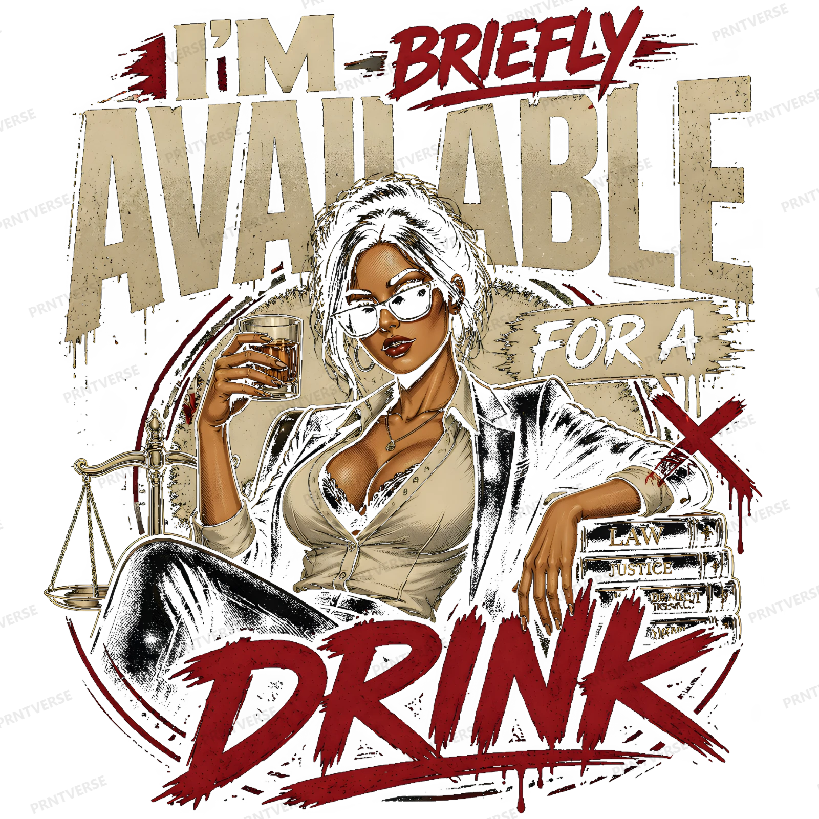 Briefly Available For A Drink Legal Humor Design design preview wrapped on a mug