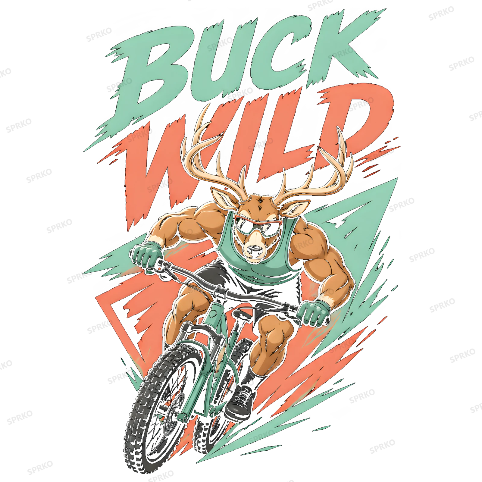Buck Wild Deer Mountain Biker Design design preview wrapped on a mug