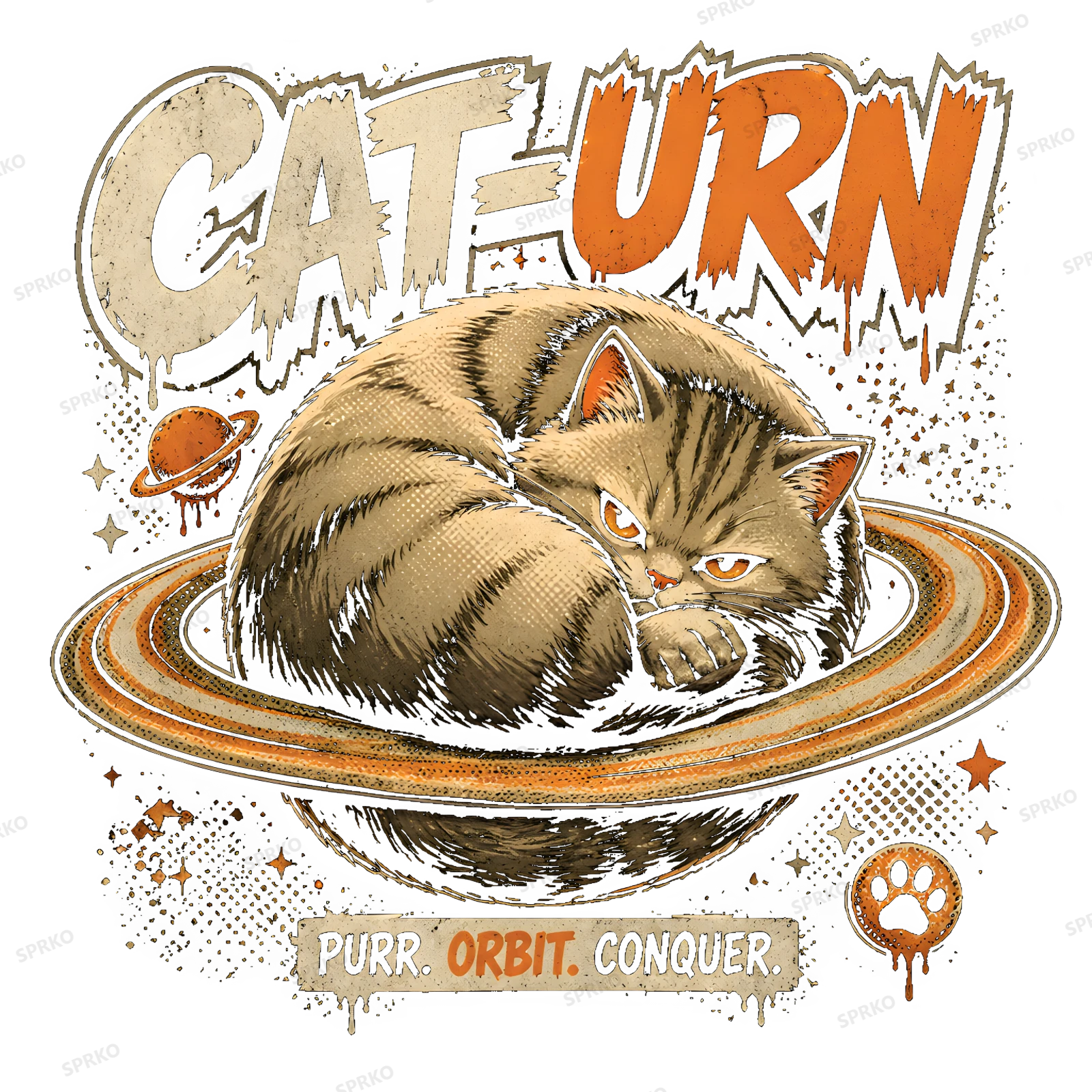 Cat-urn Purr Orbit Conquer Space Cat design preview wrapped on a mug