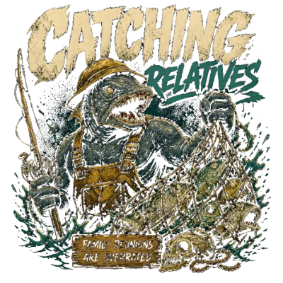 Catching Relatives Funny Fishing Monster Design