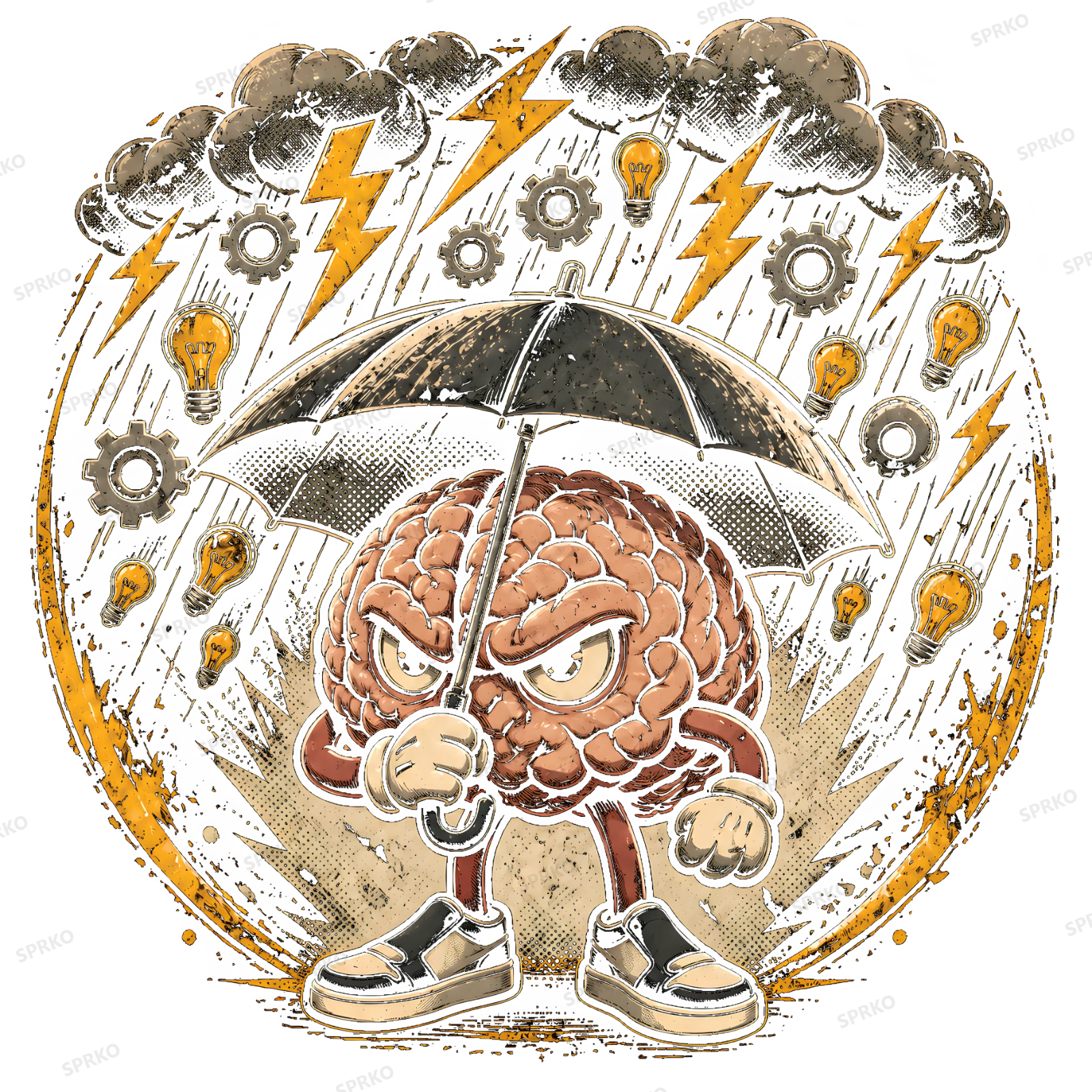 Caught in a Brainstorm design preview wrapped on a mug
