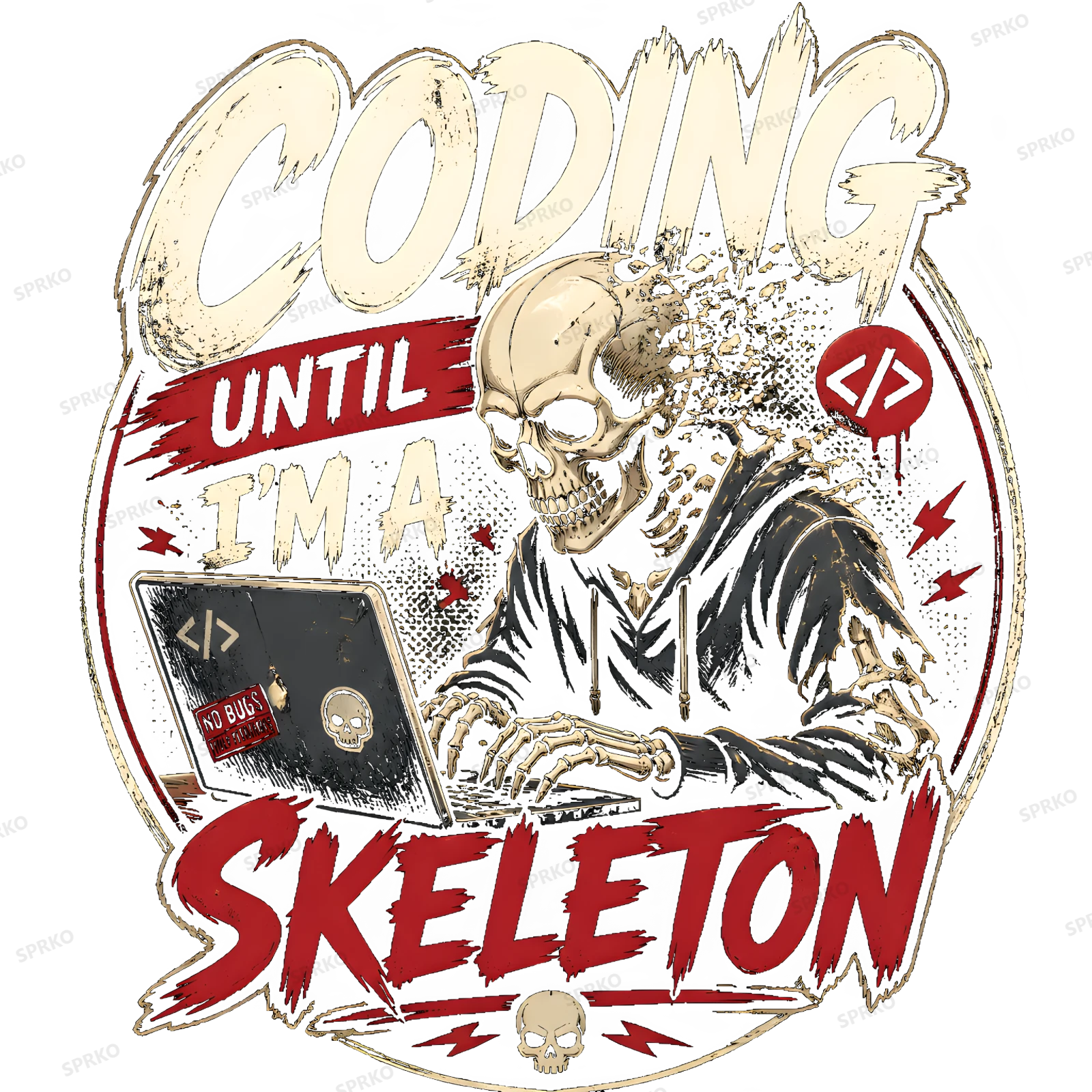 Coding Until I'm A Skeleton Programmer Design design preview wrapped on a mug