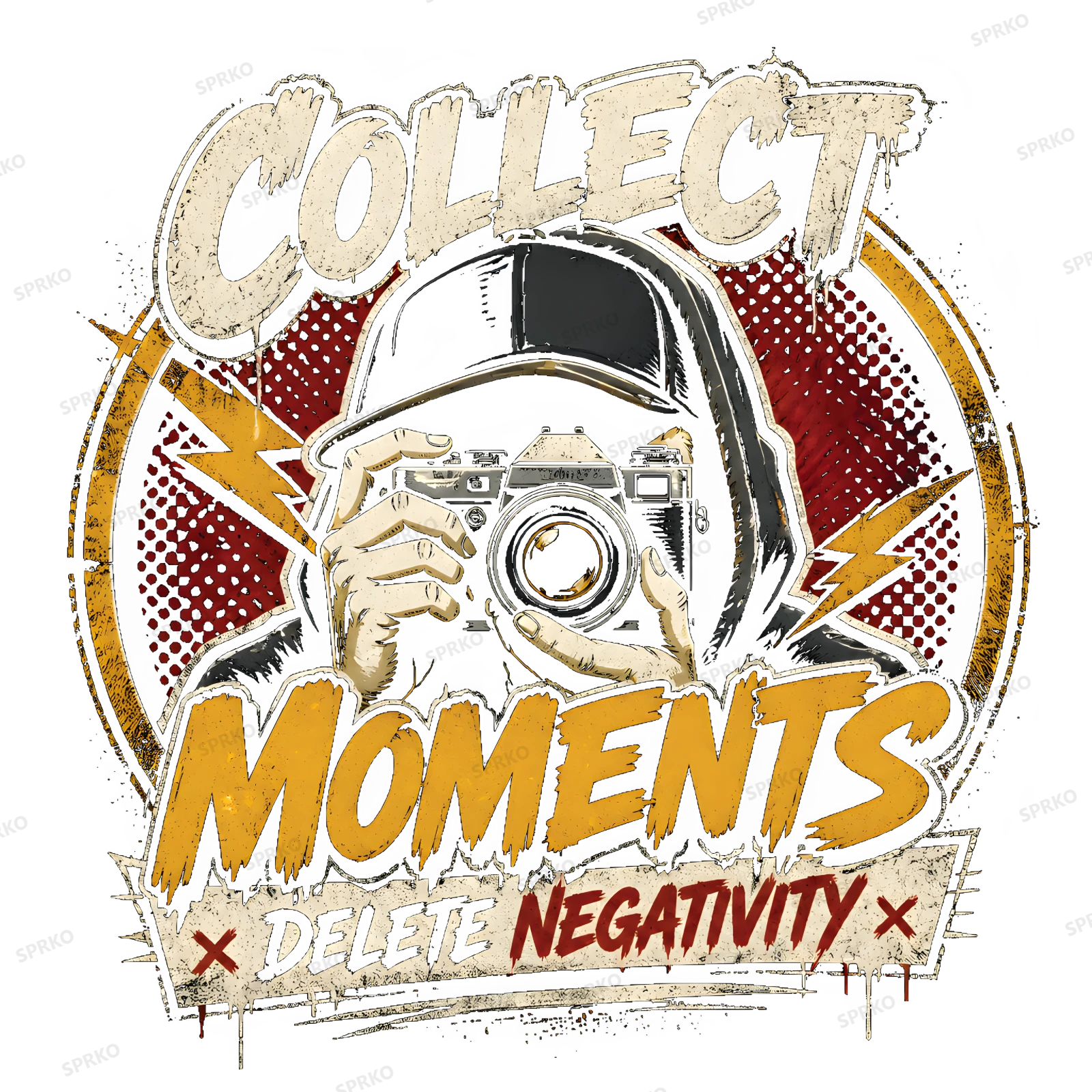 Collect Moments Delete Negativity Camera Design design preview wrapped on a mug