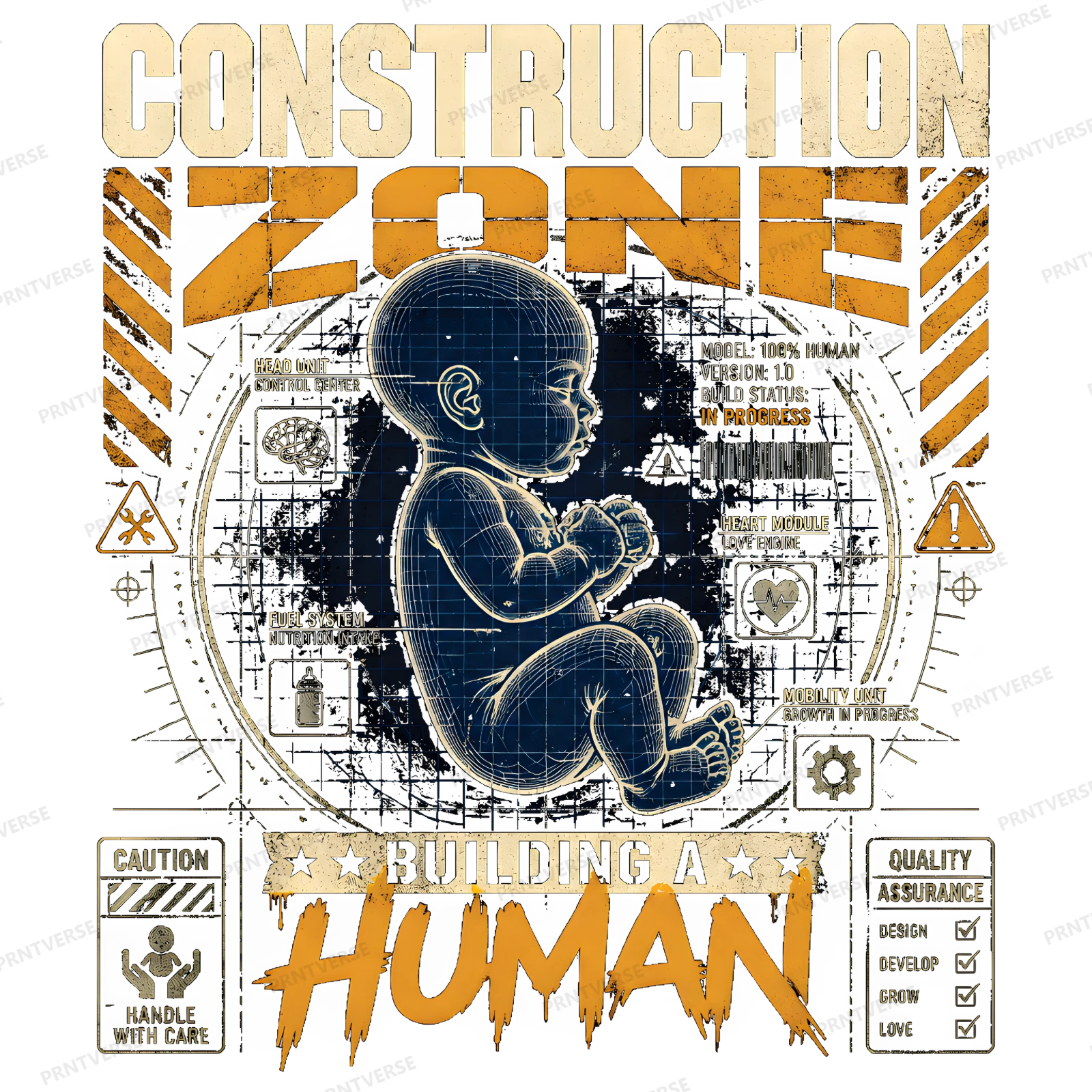 Construction Zone Building A Human Blueprint design preview wrapped on a mug
