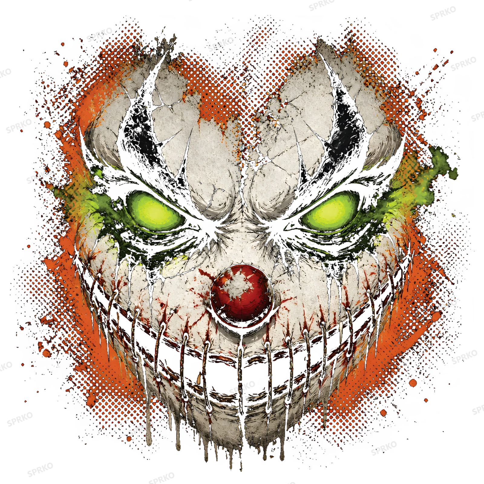 Creepy Clown Halloween Spooky Face design preview wrapped on a mug
