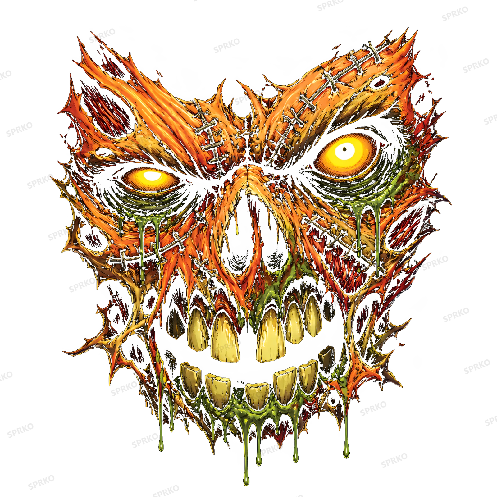 Creepy Jack-o'-Lantern Zombie Face design preview wrapped on a mug
