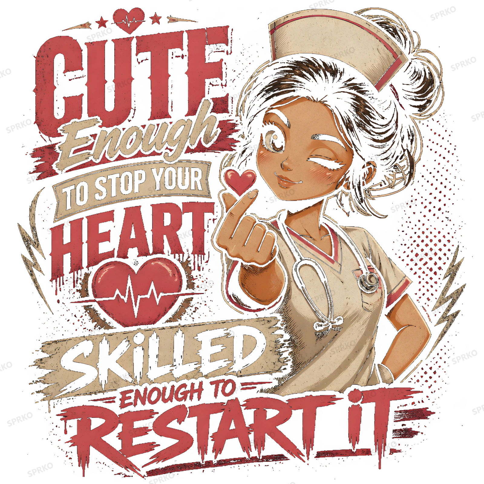Cute and Skilled Nurse Heartbeat Design design preview wrapped on a mug