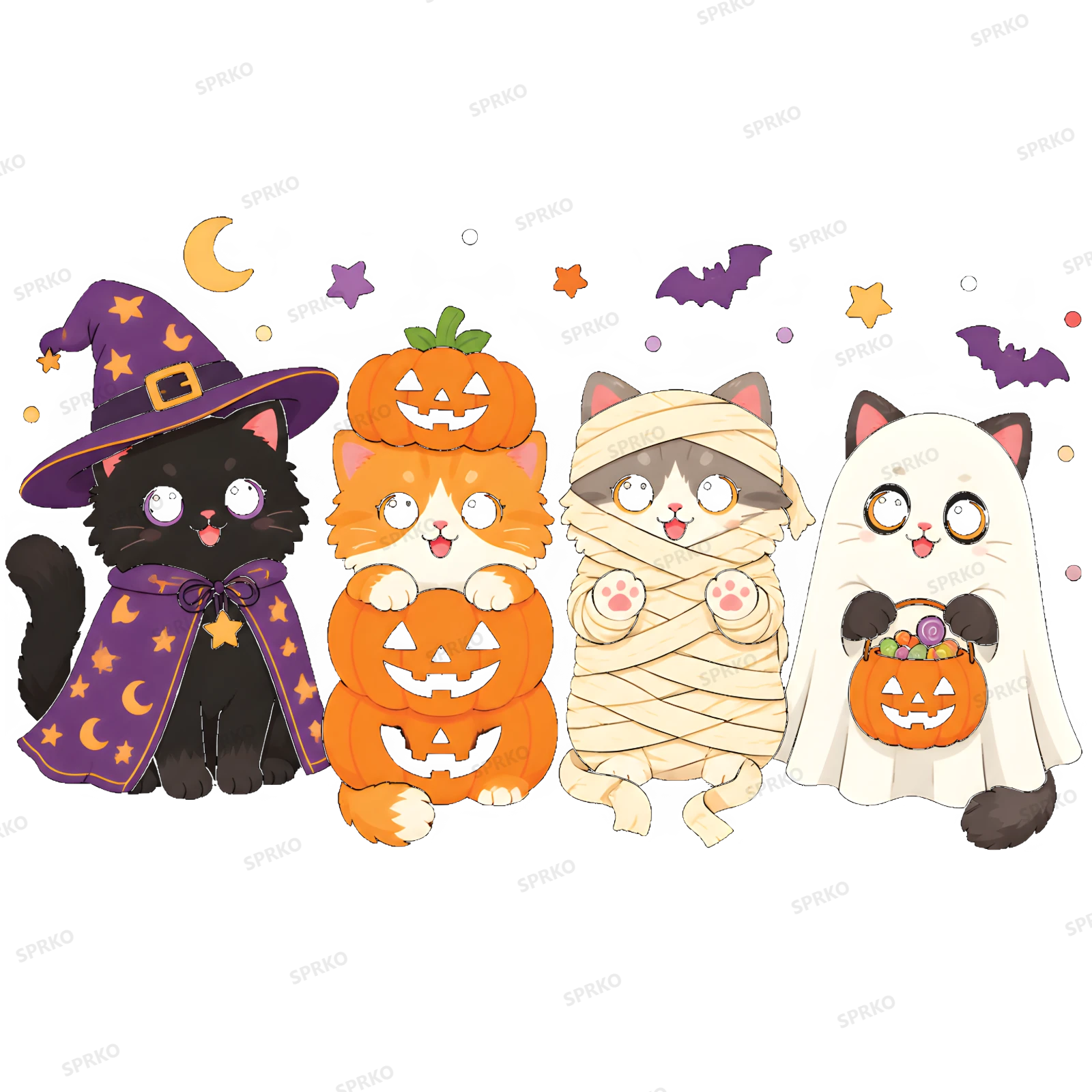 Cute Halloween Cats in Costume design preview wrapped on a mug