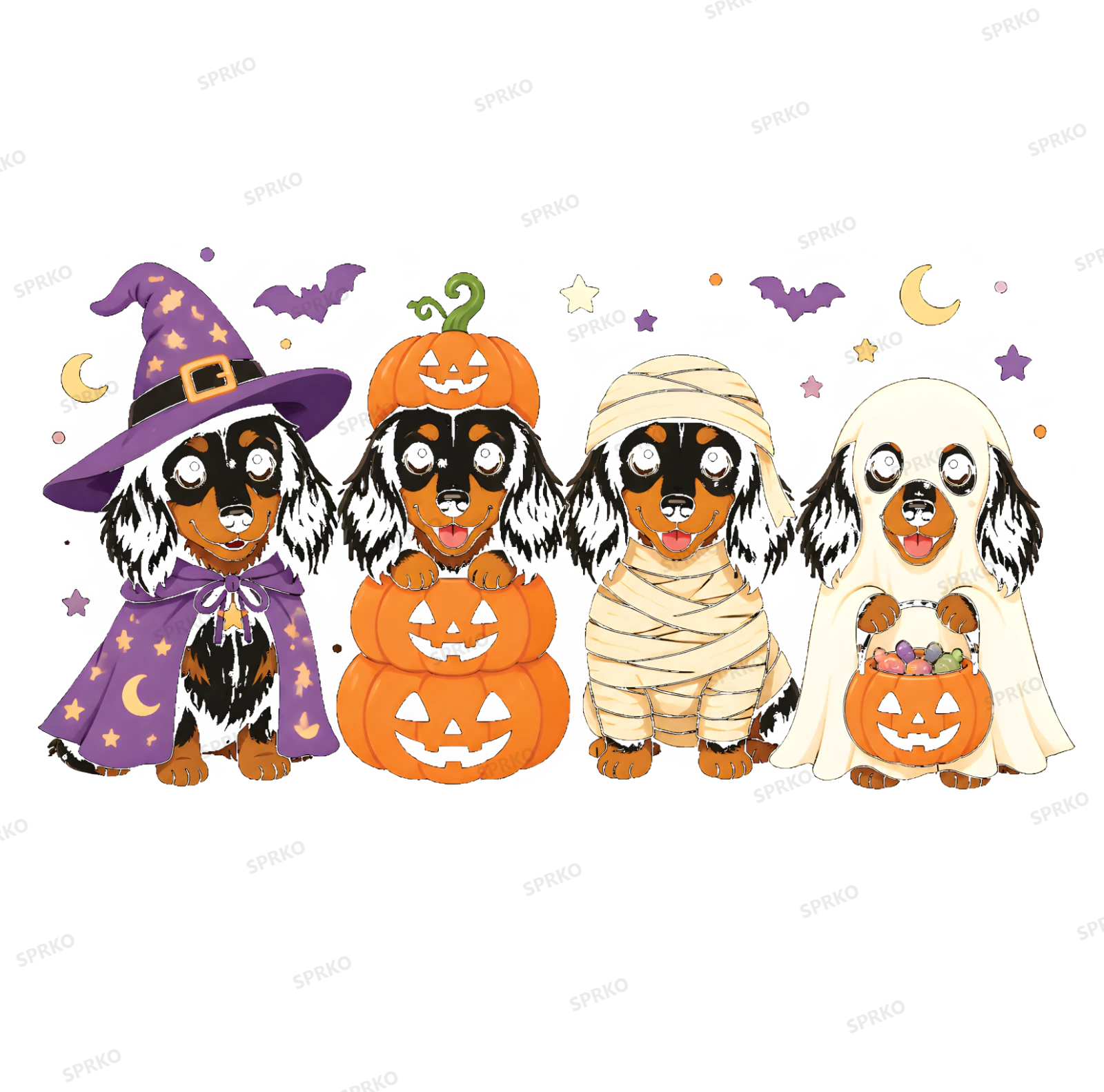 Dachshund Halloween Costumes Cute Spooky Dogs design preview wrapped on a mug