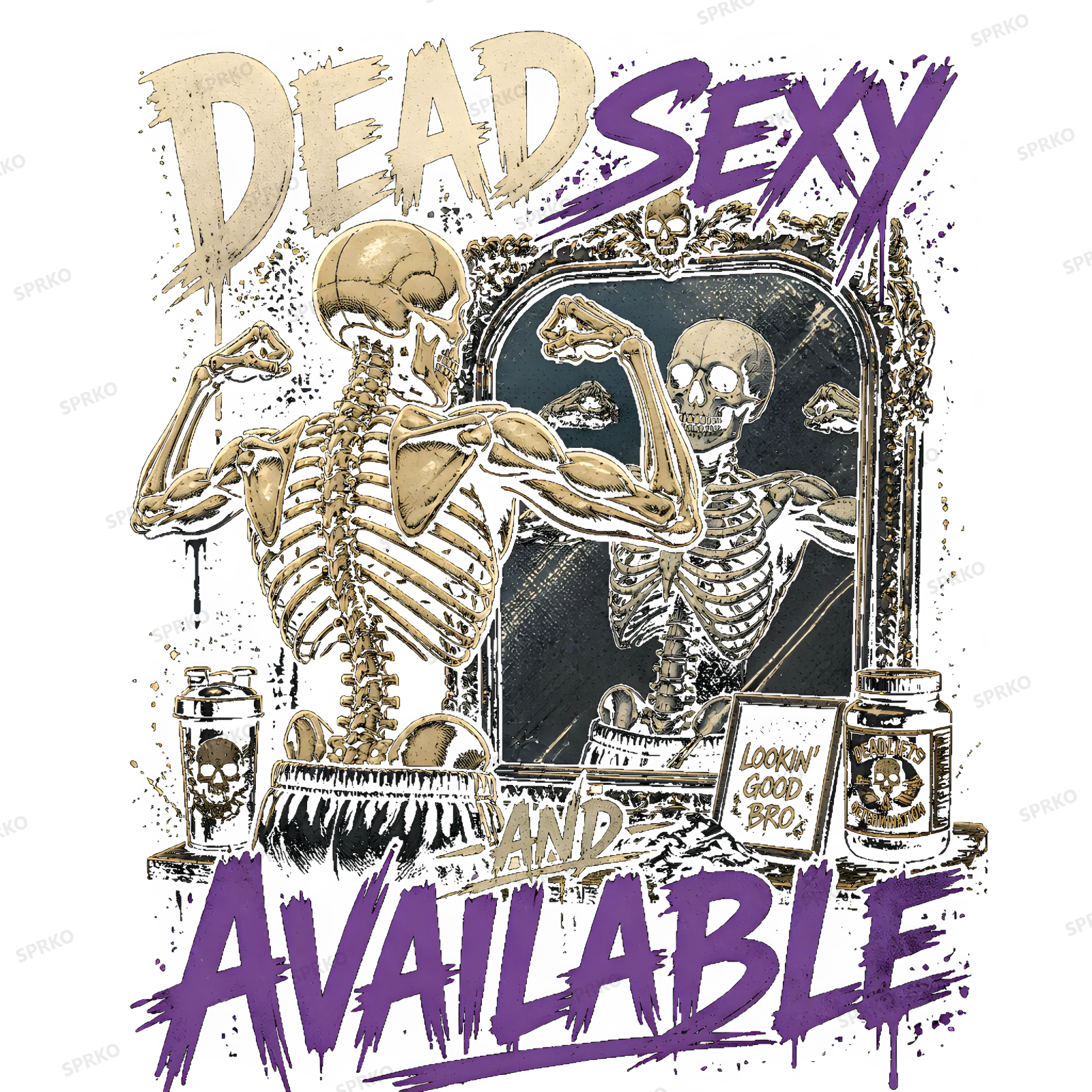 Dead Sexy and Available Skeleton Bodybuilder design preview wrapped on a mug
