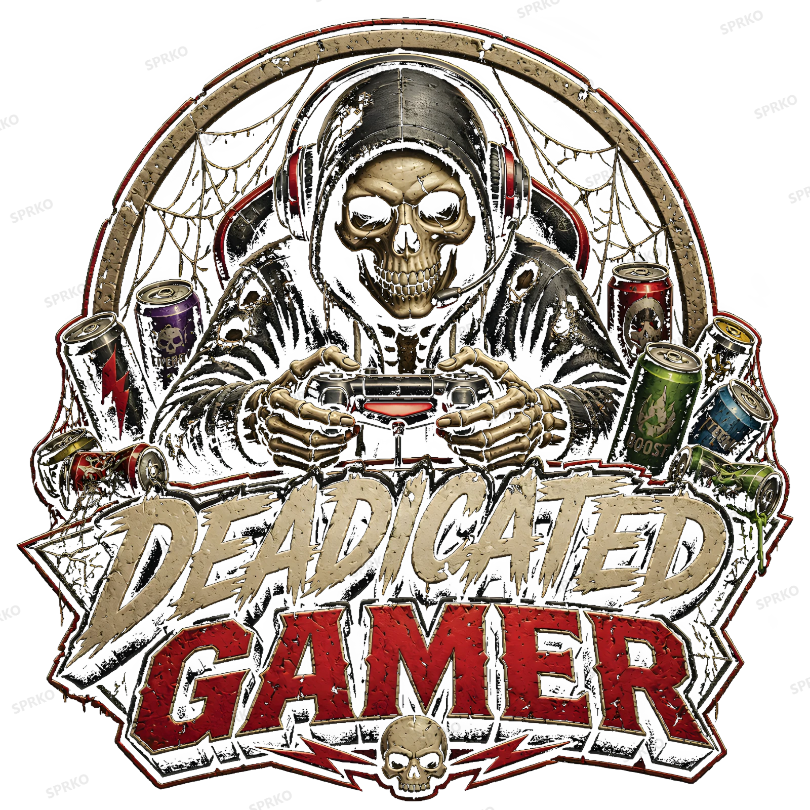 DEADICATED GAMER Skeleton with Energy Drinks design preview wrapped on a mug