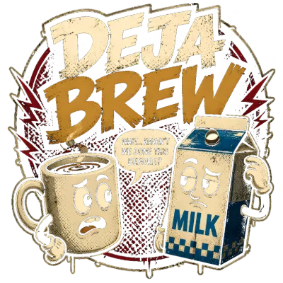 Deja Brew Coffee and Milk Carton Humor