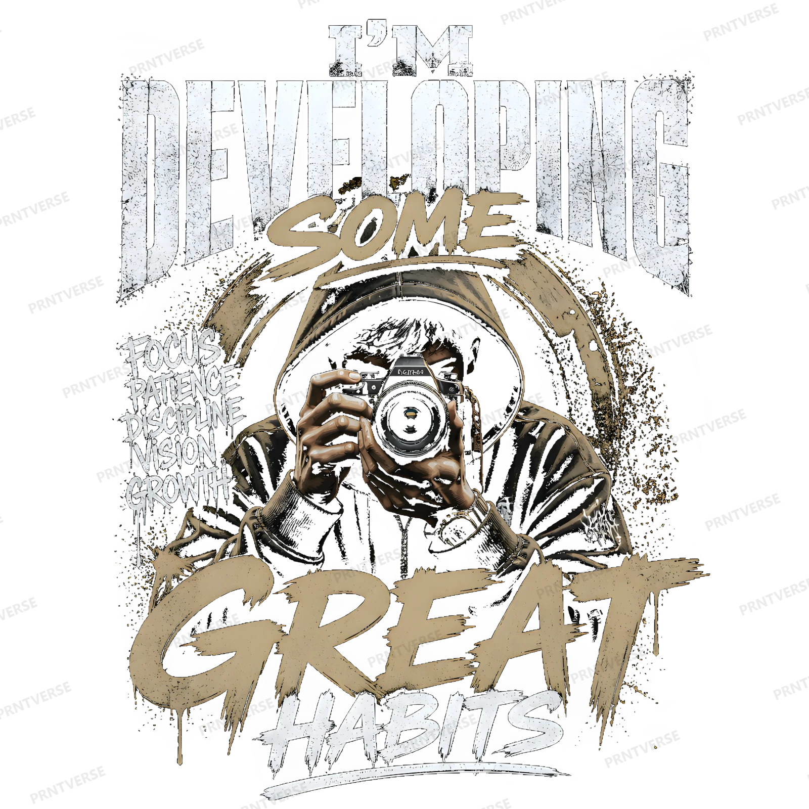 Developing Great Habits Photography Motivational Design design preview wrapped on a mug