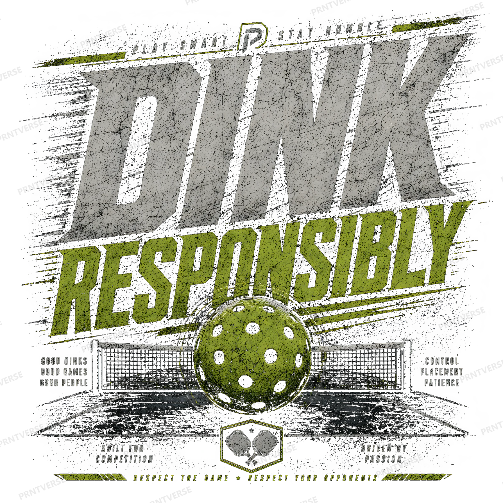 Dink Responsibly Pickleball Court Grit Art design preview wrapped on a mug