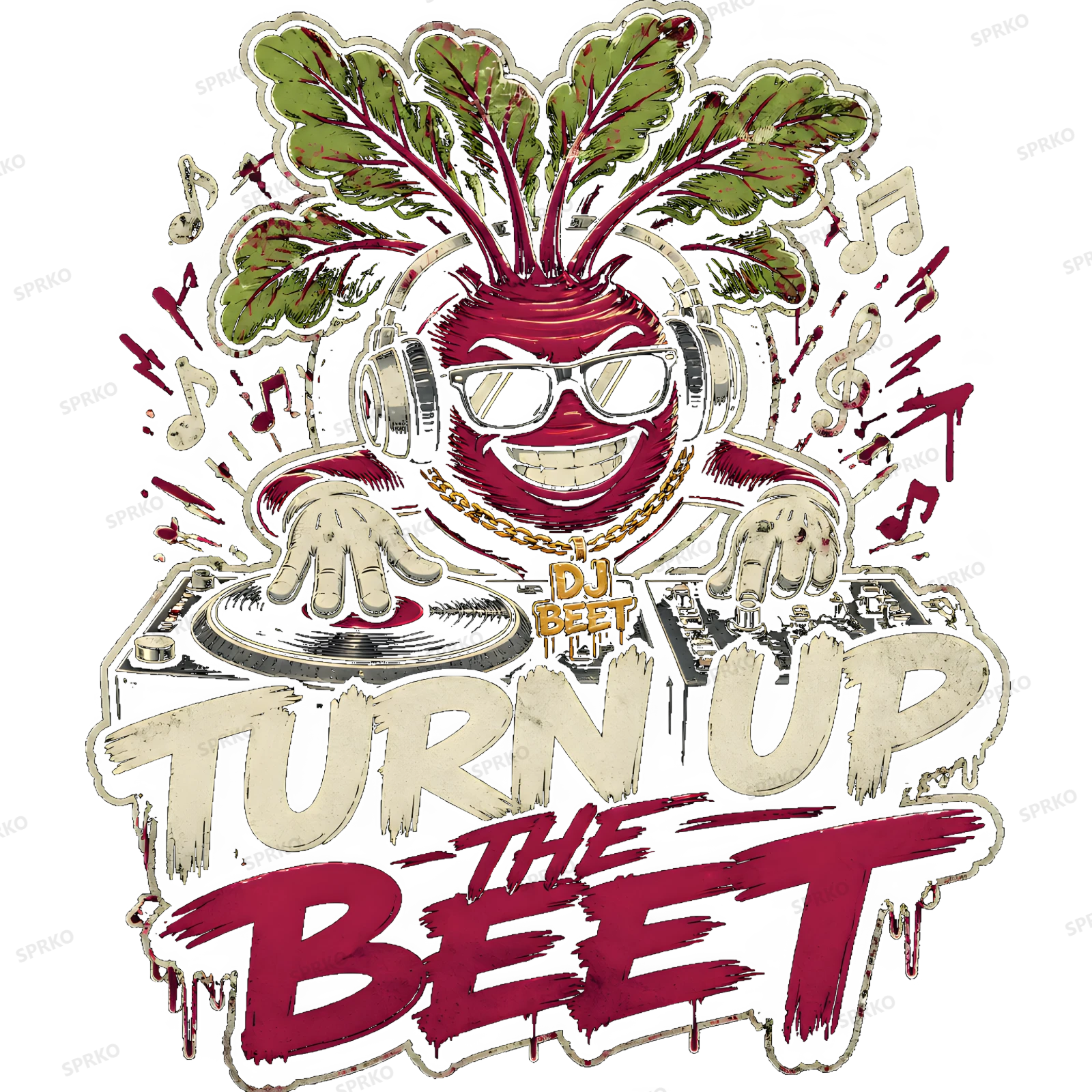 DJ Beet Turn Up The Beet Humorous Graphic design preview wrapped on a mug