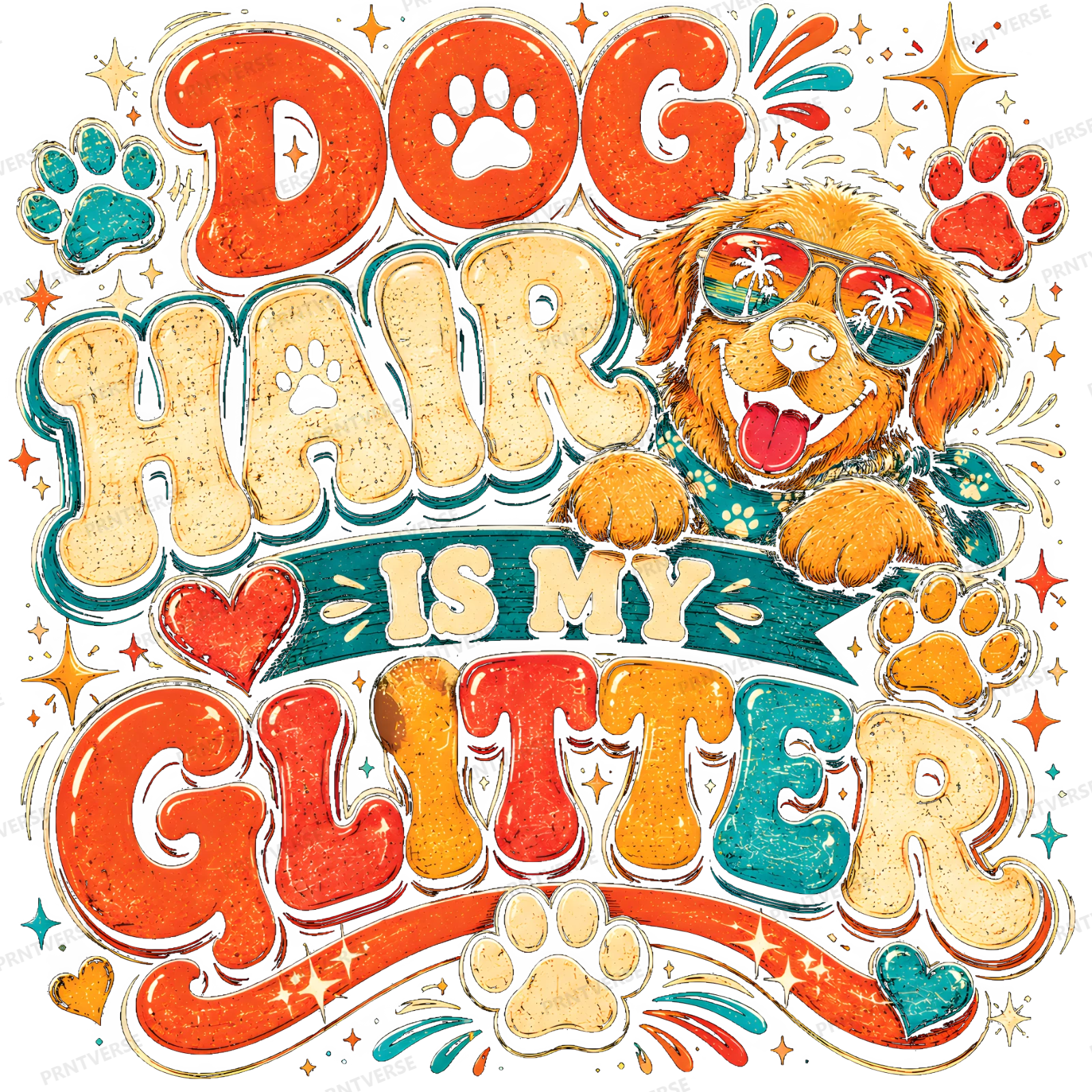 Dog Hair Is My Glitter Vintage Retro Design design preview wrapped on a mug