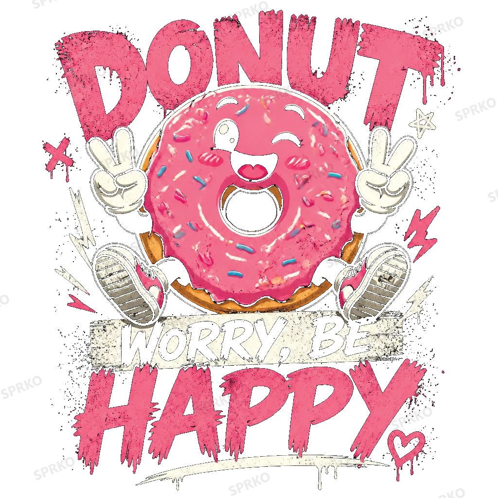 Donut Worry Be Happy design preview wrapped on a mug