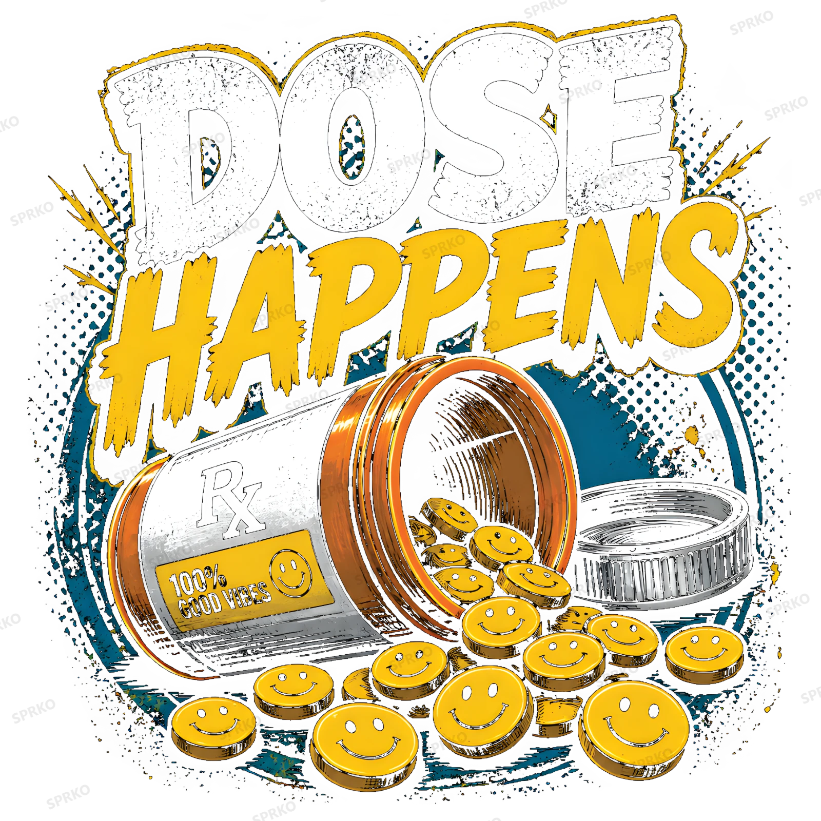 Dose Happens 100% Good Vibes Pills design preview wrapped on a mug
