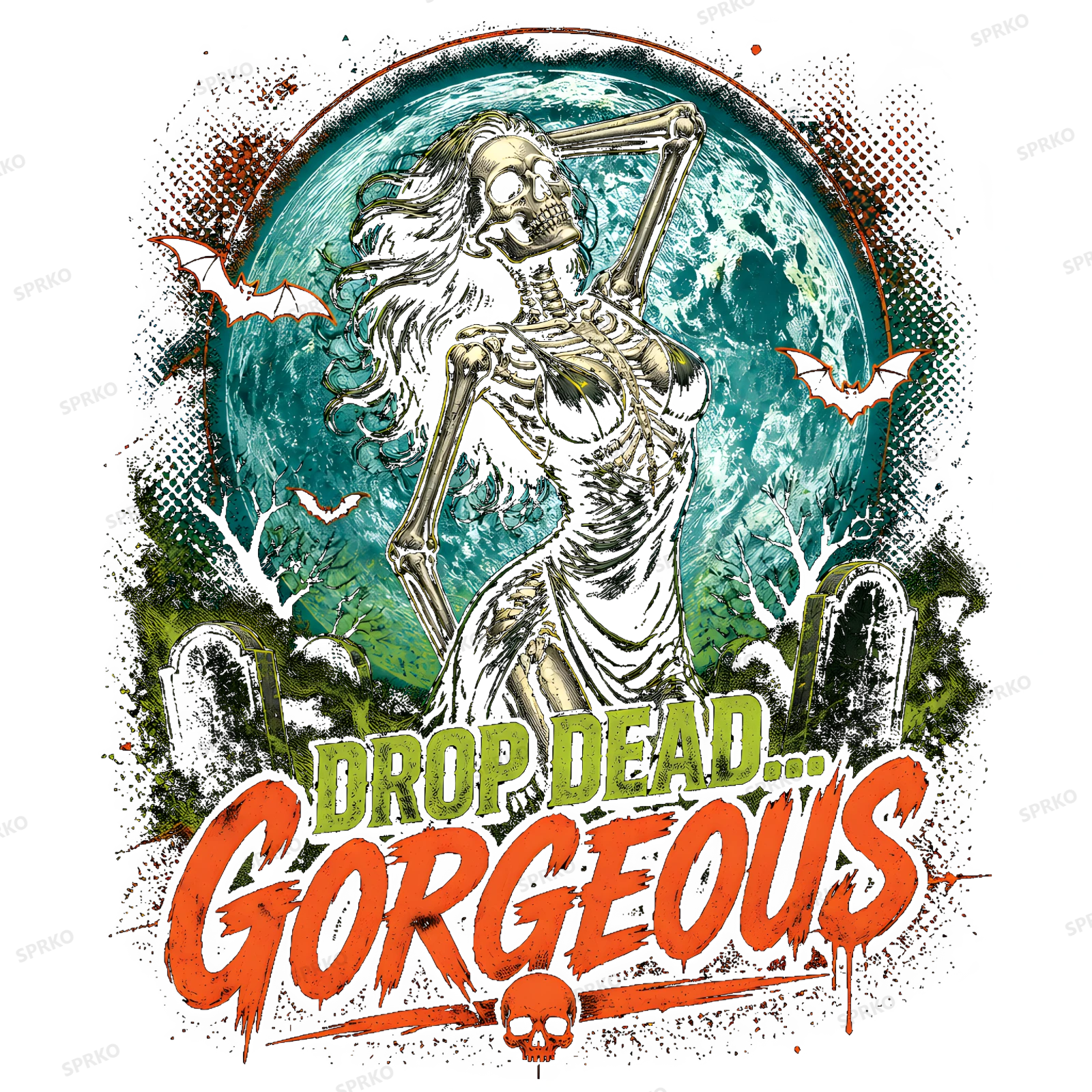 Drop Dead Gorgeous Skeleton Woman Design design preview wrapped on a mug