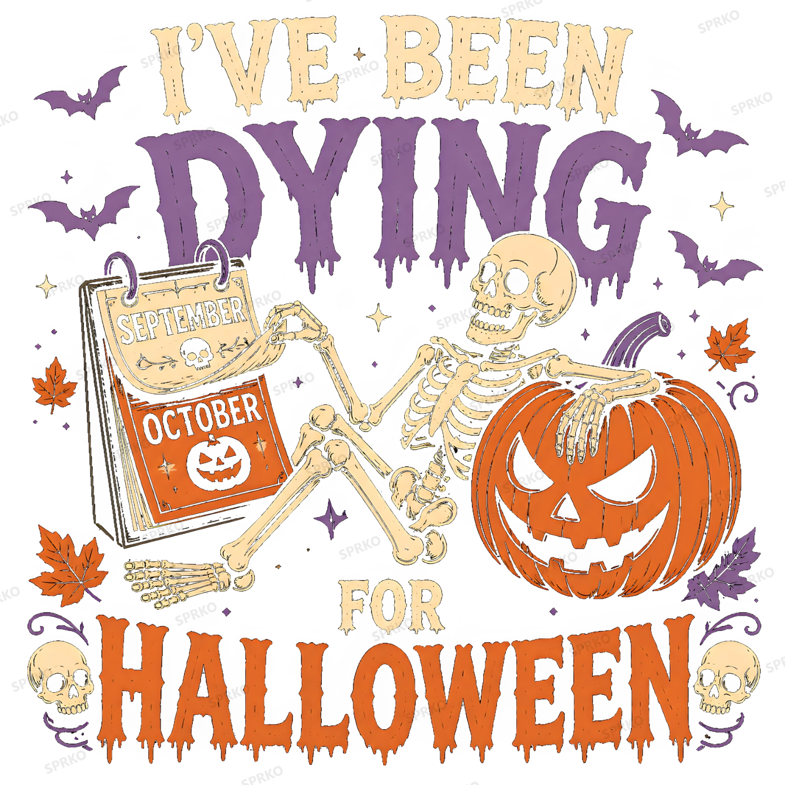 I've Been Dying For Halloween Skeleton Pumpkin Design design preview wrapped on a mug