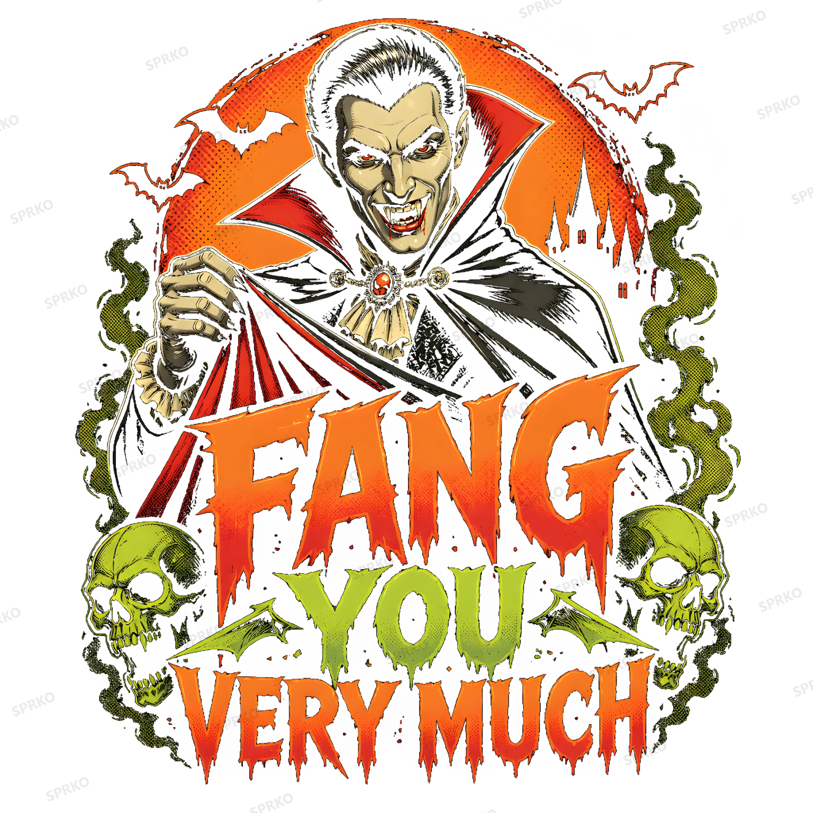 Fang You Very Much Halloween Vampire Pun design preview wrapped on a mug