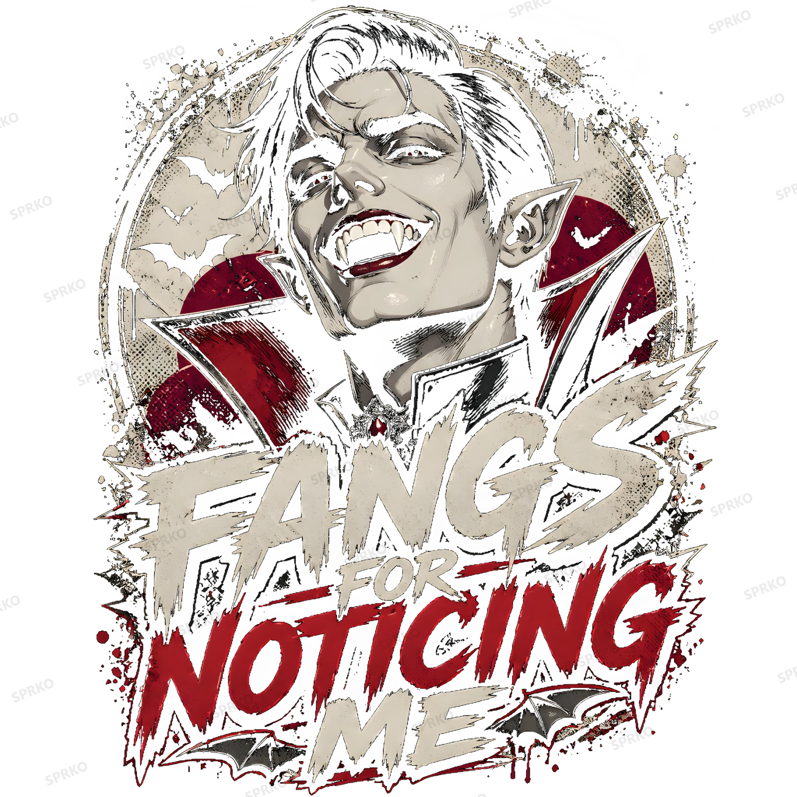 Fangs For Noticing Me Vampire Pun Humor design preview wrapped on a mug