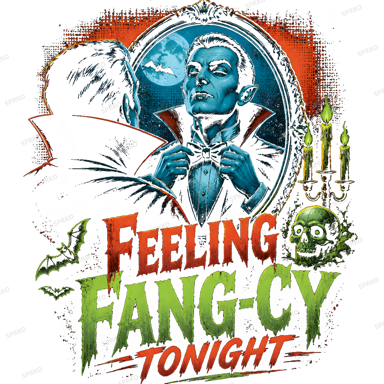 Feeling Fang-cy Tonight Vampire Design design preview wrapped on a mug