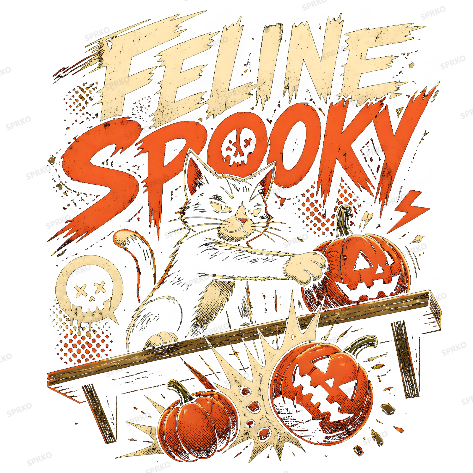 Feline Spooky Halloween Black Cat design preview wrapped on a mug