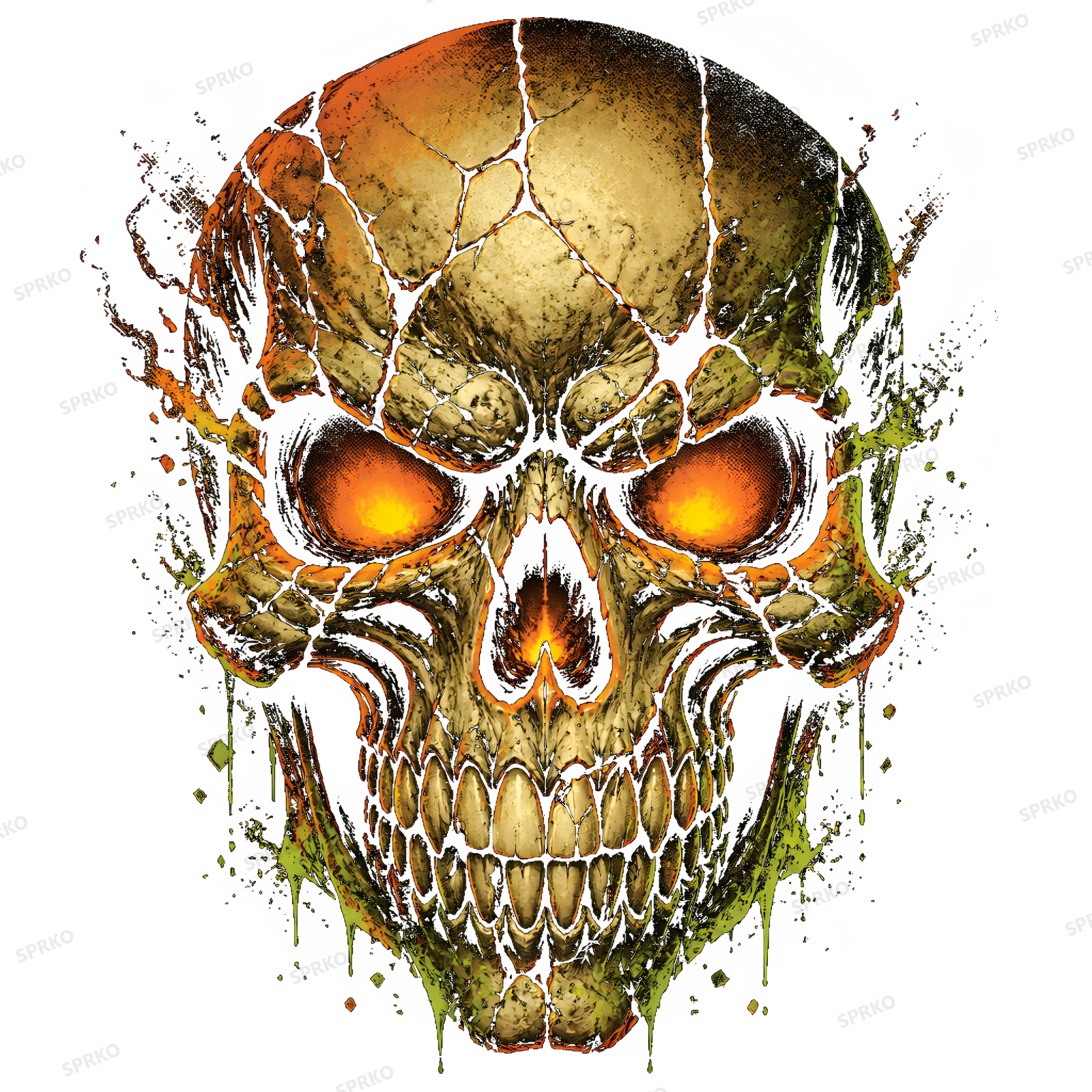 Fiery Skull Grunge Art design preview wrapped on a mug